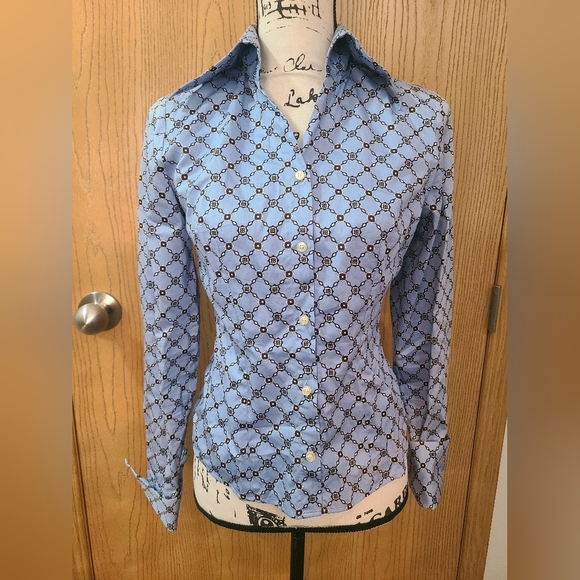 Emanuel Berg Tops - Emanuel Berg Preppy Old Money Printed Vintage Vibe Retro Button Down Shirt